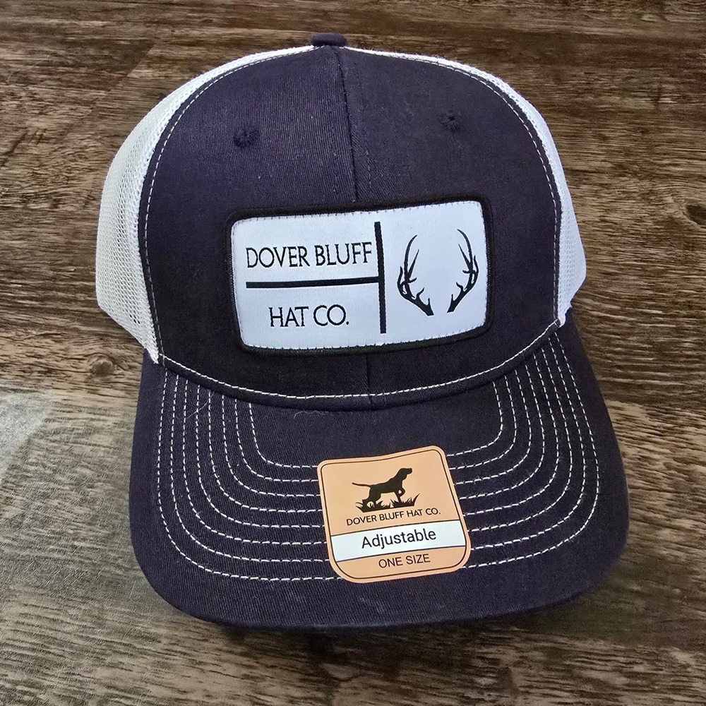 DOVER BLUFF Trucker Hat Mens OS Navy Blue New Antler Patch Snapback Mesh Cap new